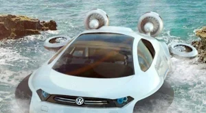 Aвтомобил се движи по суша, вода и лед