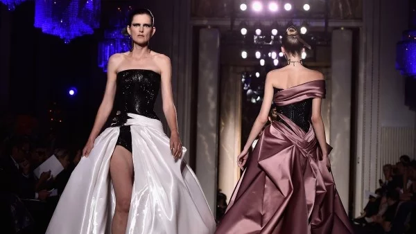 Дълги рокли с цепки от Versace за есен 2014