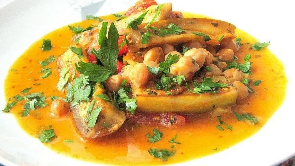 Къри с патладжан и нахут 
