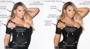 Марая Кери преди и след Фотошоп