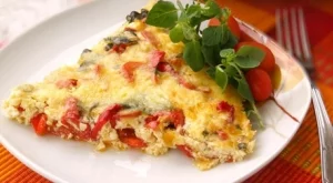 Запеканка с червени чушки, сирене и риган 