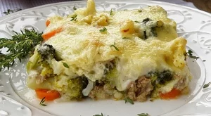 Мусака с броколи, карфиол и моркови