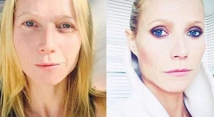 Гуинет Полтроу без и с грим