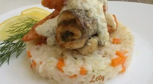 Гриловани парченца сьомга и рулца пъстърва