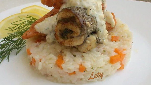 Гриловани парченца сьомга и рулца пъстърва