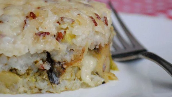 Оризов кейк с песто и патладжани