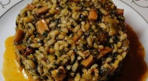 Ориз със спанак и бекон