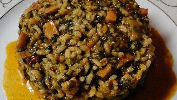 Ориз със спанак и бекон