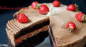 Бърза шоколадова торта с ягоди 