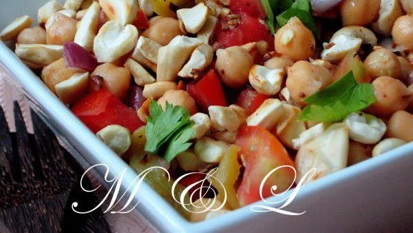 Салата с нахут и печено кашу