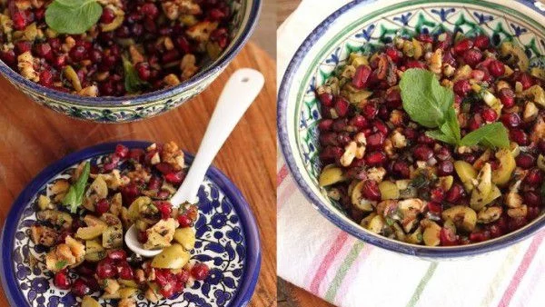 Салата с маслини, орехи и нар