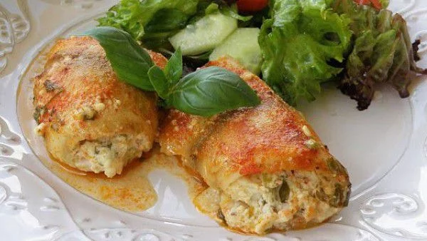 Тилапия с рулца от раци и сирене Фета