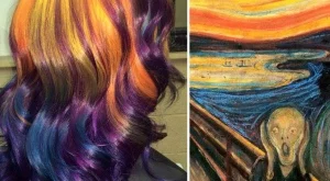 Фризьорка боядисва косата си като известни картини