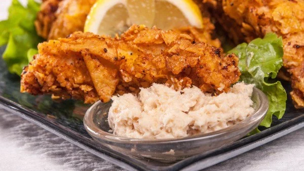 Хрупкави пилешки филенца с корнфлейкс