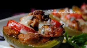 Пълнени чушки с пилешко и зеленчуци