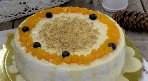 Домашна торта с Маскарпоне и компот от праскови