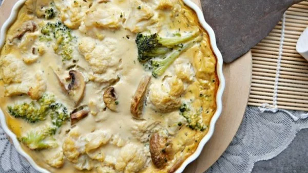 Сметанов огретен с броколи и карфиол