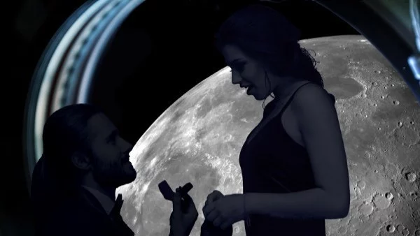 Екстремно! Предложение за брак около Луната 