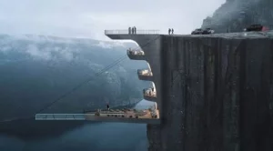 Хотел, извисяващ се над спиращ дъха фиорд (снимки + видео)