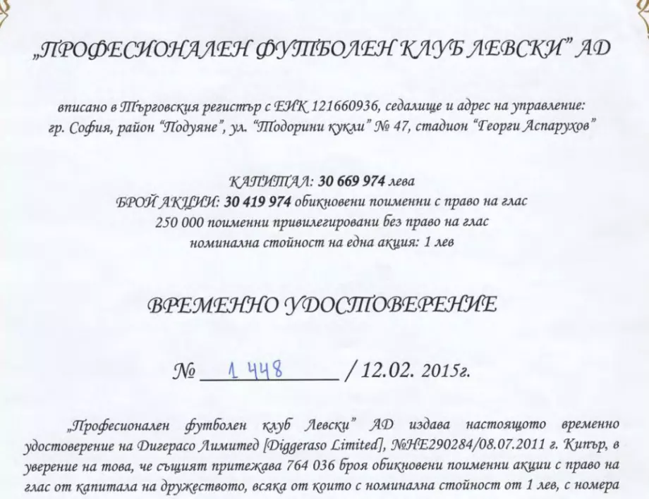 Акциите на "Левски" вече са в Павел Колев, призна Сашо Диков
