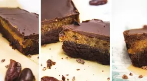 Двойно шоколадово брауни с карамел от ябълки и фурми