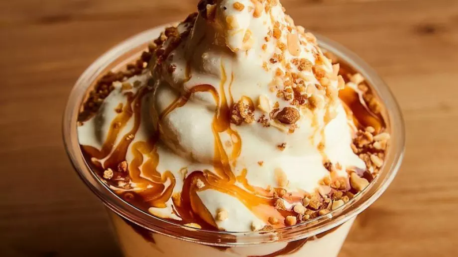 Домашен сладолед със сметана и ядки