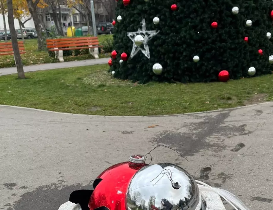 Грозно посегателство: Унищожиха част от украсата и осветлението на Коледна елха в Пловдив