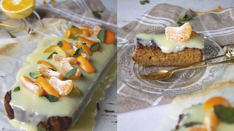 Кейк с портокалови корички и бял шоколад 