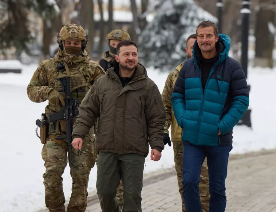 Беър Грилс пристигна в Киев и пи чай със Зеленски (СНИМКИ)