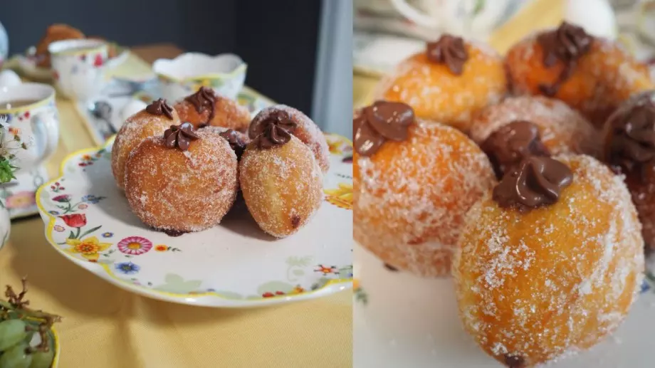 Пухкави понички с крем от шоколад