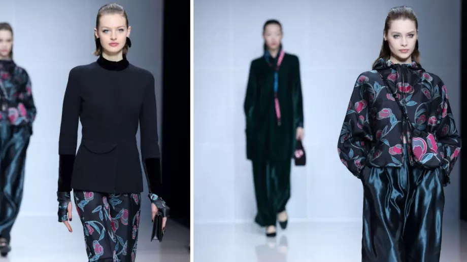Armani есен зима 2024/25: Флорални мотиви, бродерии и тъмна феерия (СНИМКИ)