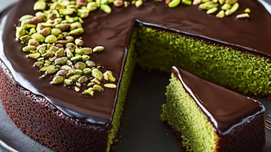 Сладкиш с шамфъстък без брашно с шоколадов ганаш