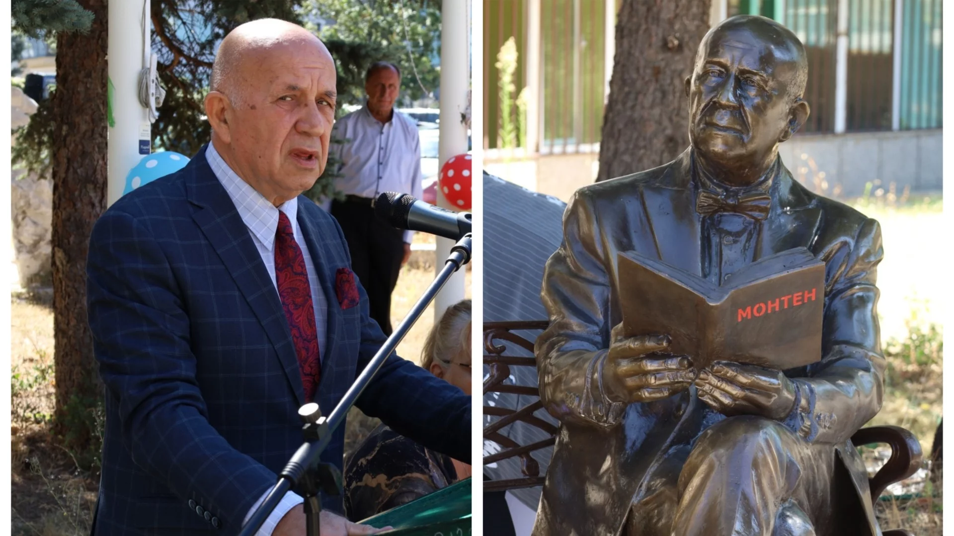 Пошло или нормално? Бившият ректор на УниБИТ Стоян Денчев откри статуя на... себе си (СНИМКИ)