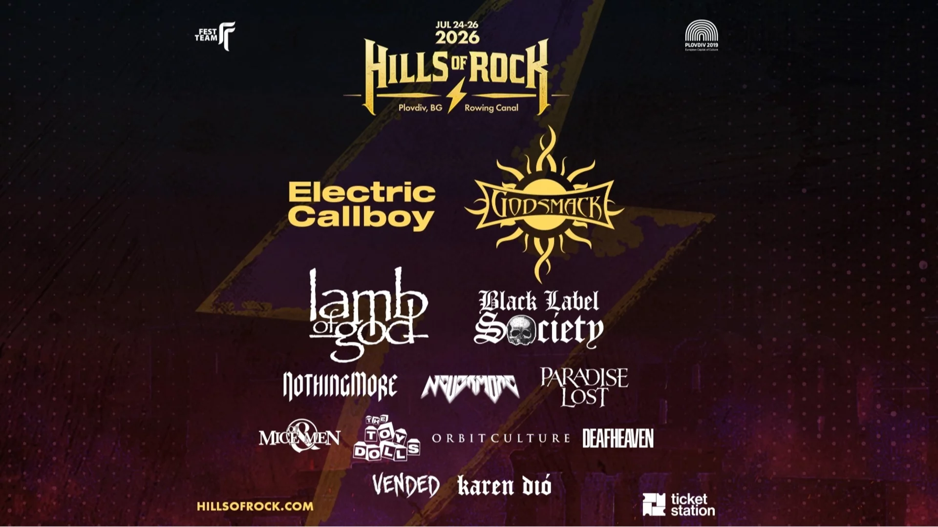 Lamb of God, Electric Callboy, Black Label Society и още четири групи се присъединяват към HILLS OF ROCK 2026