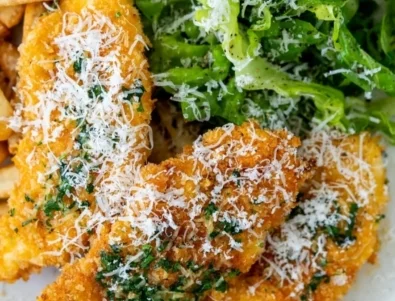 Печени пилешки хапки с чесново масло и пармезан